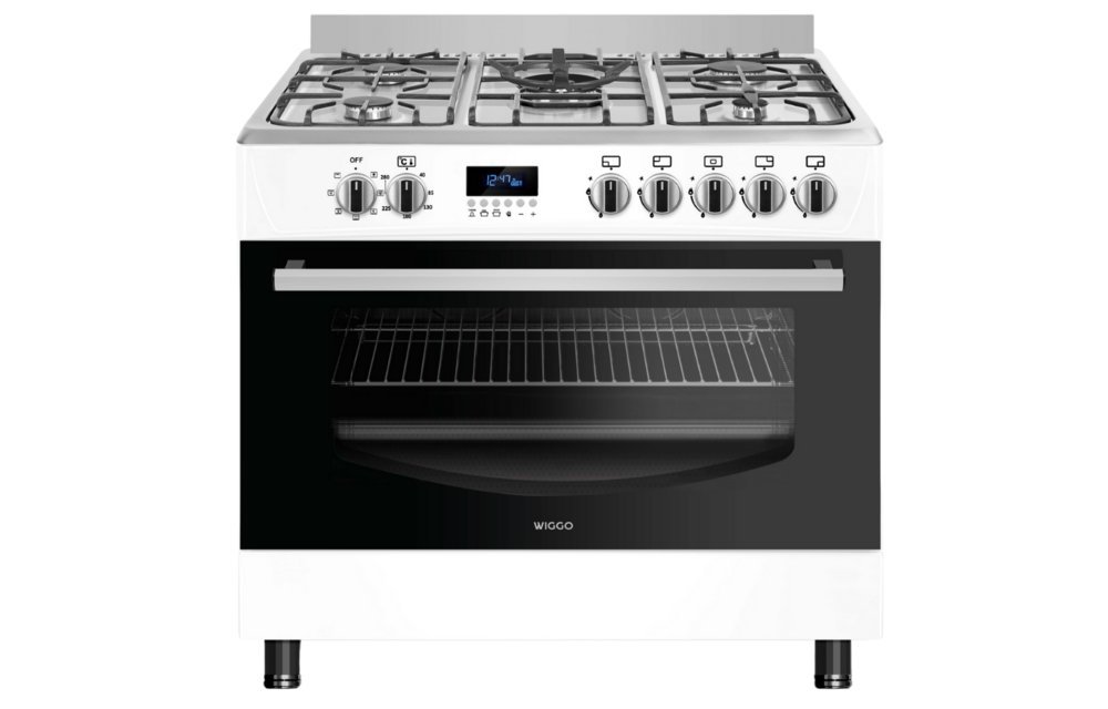 New Project (1) Wiggo WO-E909R(WX) Gasfornuis Wit/RVS | 5 Gasbranders, Wokbrander en Grote Oven - Afbeelding 1