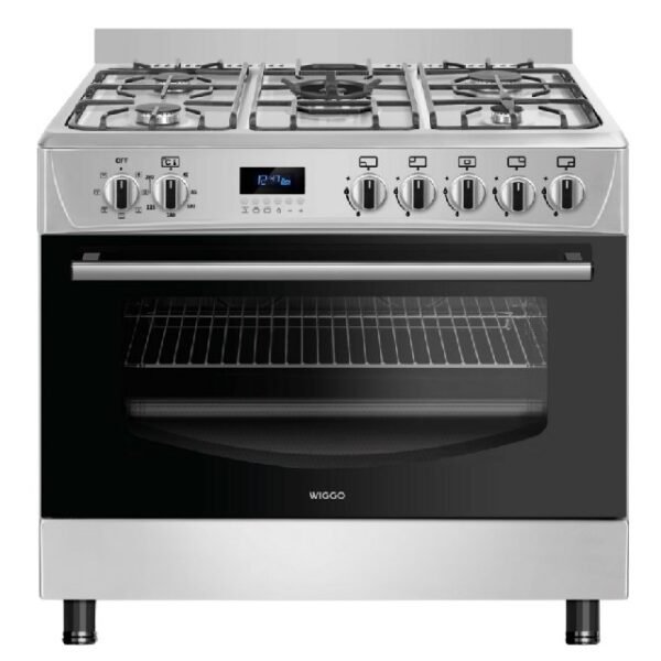 Wiggo WO-E909R(XX) Serie 9 Gasfornuis RVS | 5 Gasbranders & Grote Oven