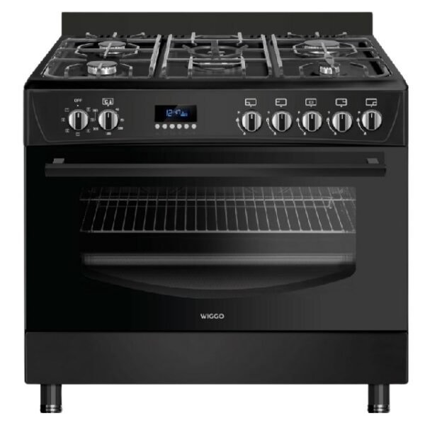 Wiggo WO-E909R(BB) Serie 9 Gasfornuis Zwart | 5 Gasbranders, Wok & Energieklasse A