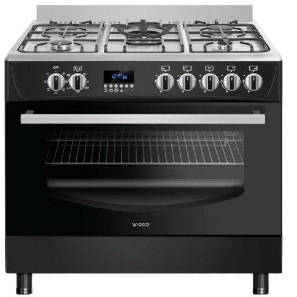 Wiggo WO-E909R(BX) Gasfornuis Zwart & RVS | 5 Gasbranders en Multifunctionele Oven