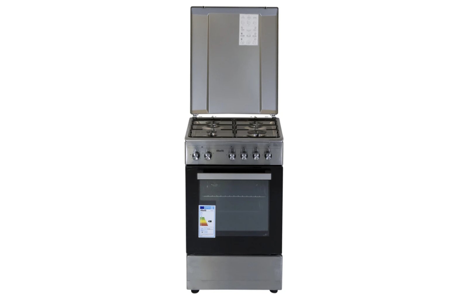 New Project (9) Fitelli FG5001RVS Gasfornuis met Elektrische Oven - 50 cm Breed - Afbeelding 1