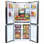 Fitelli KV475GLZW01 4 Deurs Amerikaanse koelkast / Zwart - Glazen voorkant /  475L - Afbeelding 3